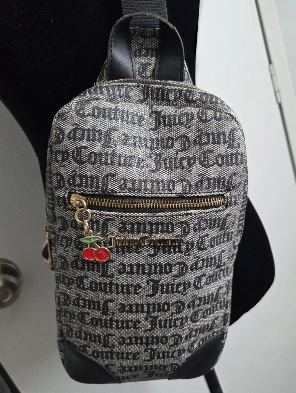 Juicy Couture Juicy Fruit Cherry Charm Sling Logo Backpack Sling Bag
